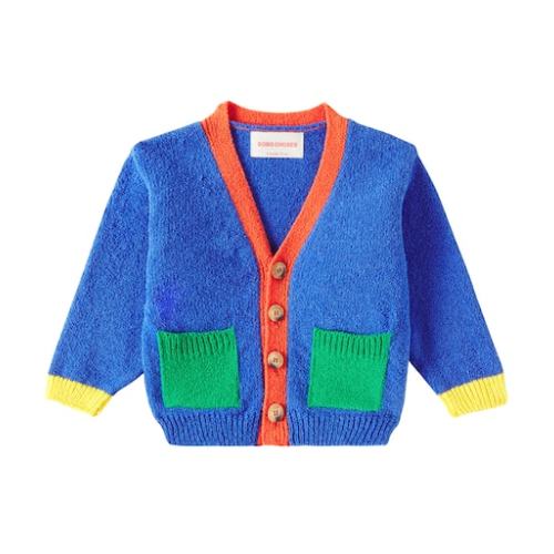 Baby colorblocked cotton-blend terry cardigan