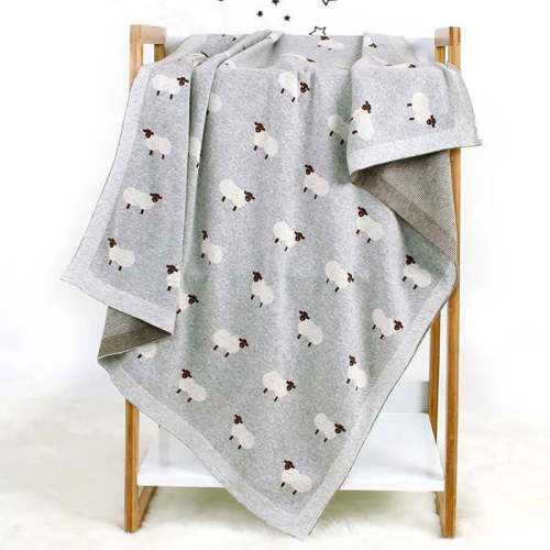 Sheep Grey Cotton Knitted Baby Blanket Sale Online Australia – Nappy Bag Store