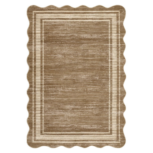 Ebern Designs Machine Washable Rug with Rubber Backing Border Design Non-Slip Carpet for Living Room, Bedroom, Dining Room, Office, Playroom & Reviews | Wayfair