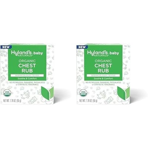 Hyland's Baby Organic Chest Rub, Soothe and Comfort, with Organic Lavender, Peppermint, and Chamomile Flower Oil, Safe and Gentle, Dermatologist Tested, 1.76 Oz, Infant (Pack of 2)