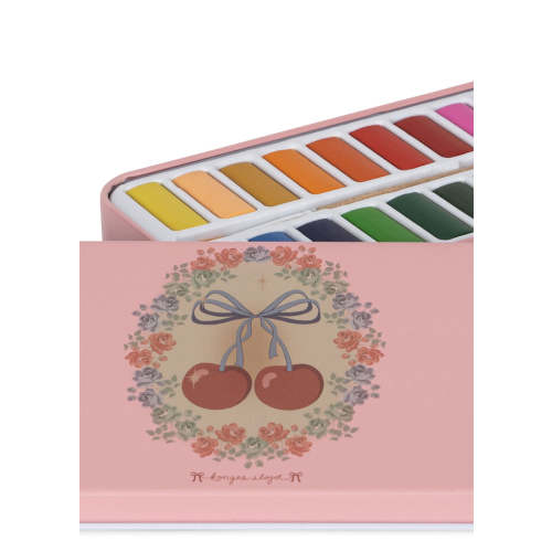WATER COLORS TIN BOX - cherry bow