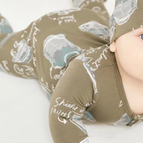 Armor of God Green PJ Footed Onesie Bamboo – Holy Pals