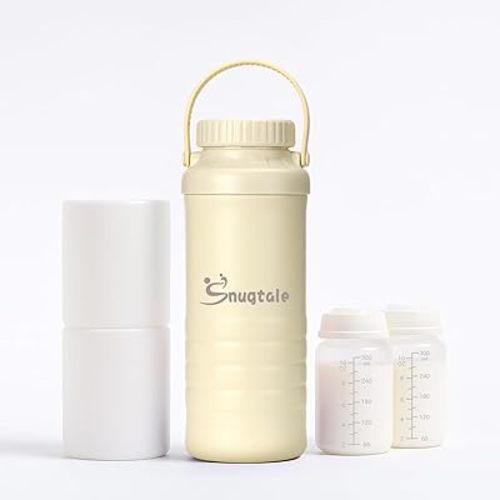 22oz Portable Breast Milk Cooler Bottle – Milk Cooler for Breastmilk, 24H+ Cooling, with 2 BPA-Free Bottles with Measurement Marks, Travel Essential for Outdoor Breastfeeding & Pumping