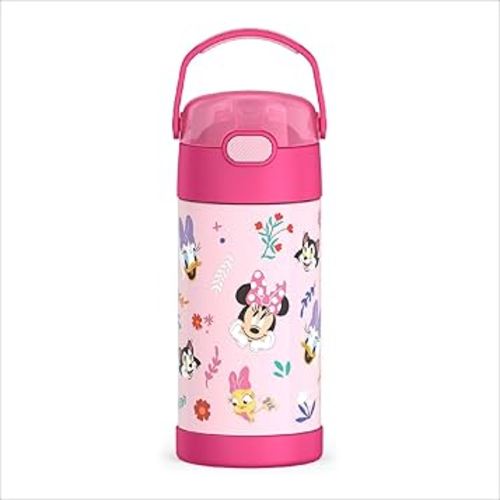 THERMOS FUNTAINER Water Bottle with Straw - 12 Ounce - Kids Stainless Steel Vacuum Insulated Water Bottle with Lid, Preschool Minnie