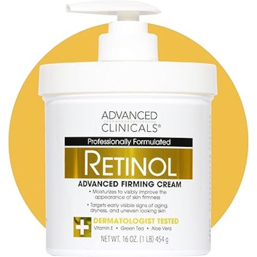 Advanced Clinicals Retinol Body Lotion & Face Moisturizer | Visible Anti Aging Skin Care Retinol Body Cream For Women & Men Targets Look Of Fine Lines, Wrinkles, & Crepe Looking Dry Skin, 16 Ounce