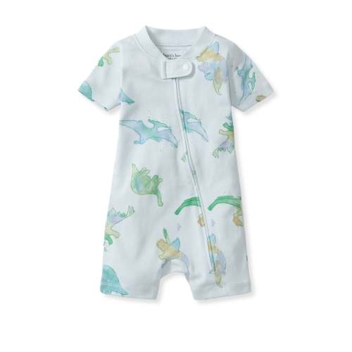 Watercolor Dinos Organic Baby Sleeper Romper - Rain – Burt's Bees Baby