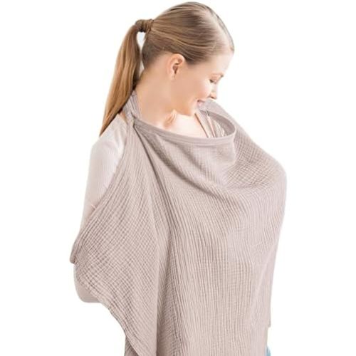 Konssy Muslin Nursing Cover Up for Breastfeeding with Rigid Hoop