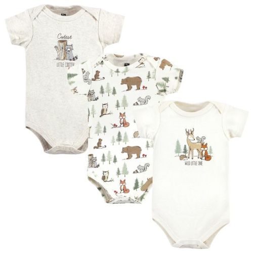 Hudson Baby Unisex Baby Cotton Bodysuits, Forest Animals 3-Pack