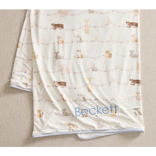 Party Animals Bamboo Viscose Reversible Baby Blanket