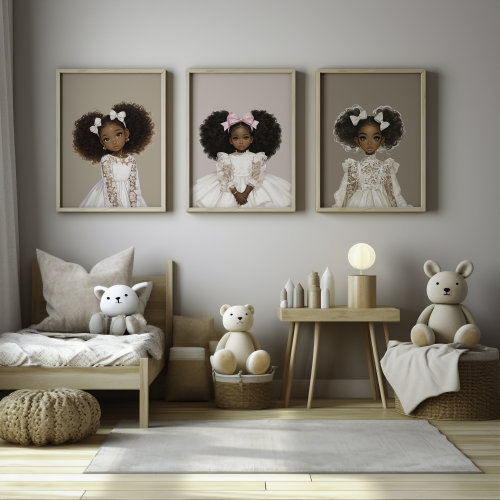 Black Girl Princess Art Prints: Afro Girls Nursery Decor (Digital Prints)
