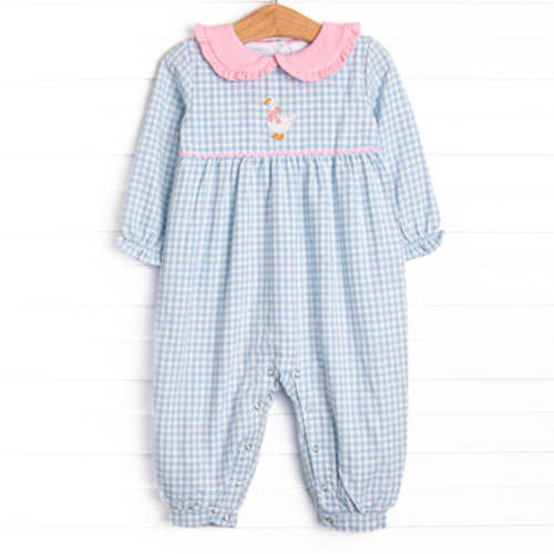 Gosling Garden Applique Girl Romper, Blue – Stitchy Fish