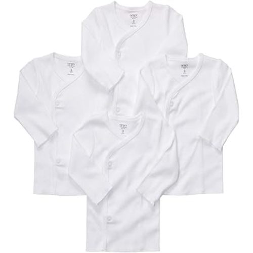 Carter's Unisex Baby 4-Pack Sidesnap Original Bodysuits, White, Newborn