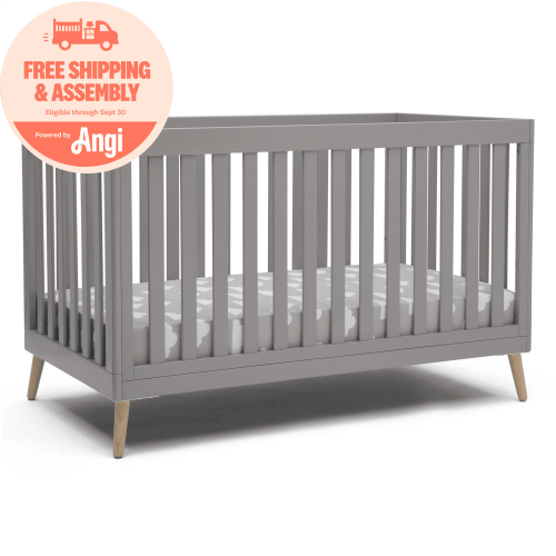 Delta Children Essex 4-in-1 Convertible Baby Crib, Grey/Natural Legs