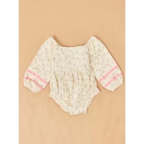 Ella Velvet Trim Floral Bubble 3-6M