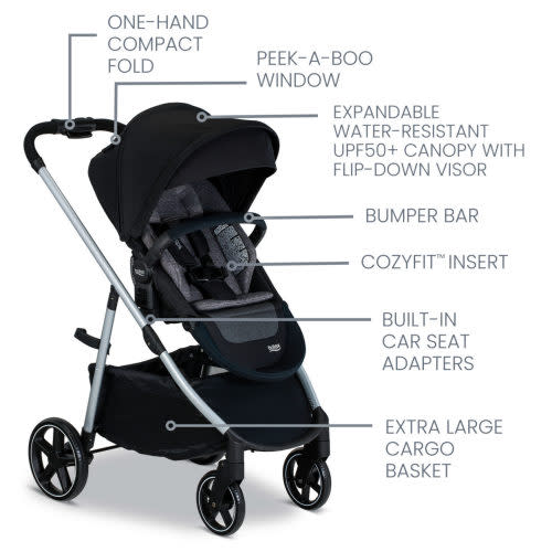 Britax | Pindot Onyx Grove Stroller with CozyFit Insert