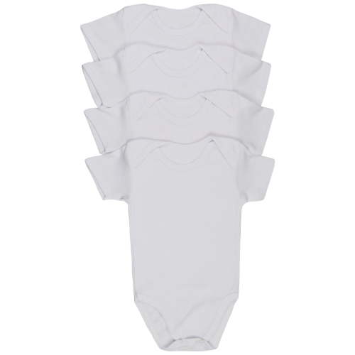 ToBeInStyle Babys' 4 Pack Short Sleeve Bodysuit Onesies - White - 0-3 Months