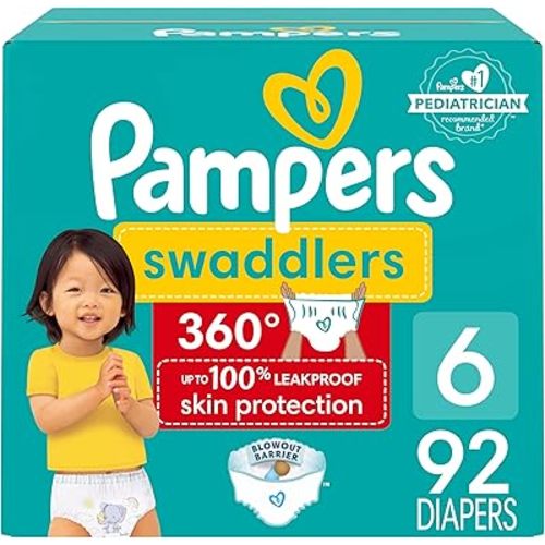 Pampers Diapers - Swaddlers 360 - Size 6, 44 Count, for up to 100% Leakproof Premium Skin Protection