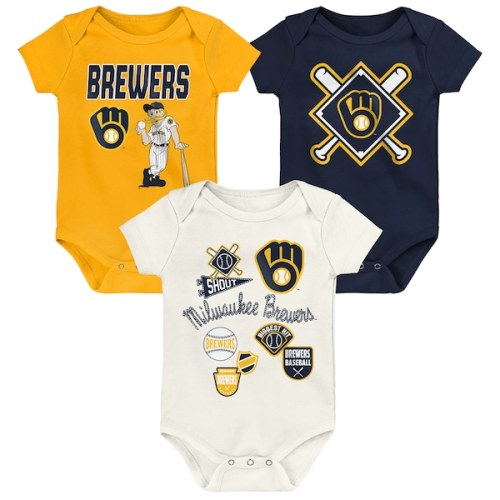 Newborn Milwaukee Brewers Outerstuff Home Plate 3-Piece Creeper Set