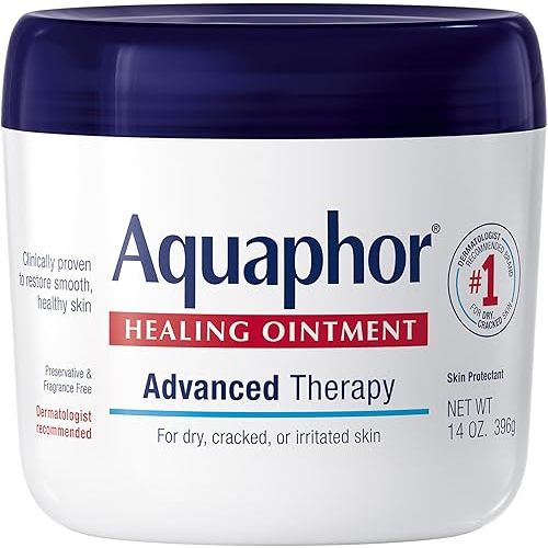 Aquaphor Healing Ointment, Advanced Therapy Skin Protectant, Multi-Purpose Healing Ointment and Body Moisturizer, For Dry, Cracked Skin, Minor Cuts and Burns, 14 Oz Jar