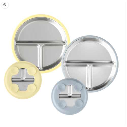 Stainless Steel Plate Set of 2 (Butter Yellow & Baby Blue)