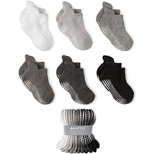 LA ACTIVE Non Slip Grip Ankle Boys and Girls Socks for Babies Toddlers and Kids