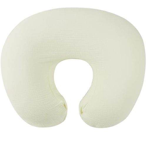 Onacosht Muslin Nursing Pillow Cover Soft 100% Cotton Feeding Pillow Slipcover Fits Standard Infant Nursing Pillow for Baby Boy and Girl, Ivory White