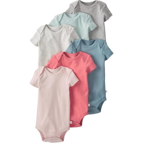 little planet by carter's Unisex Baby 6-pack Organic Cotton Short-sleeve Rib Bodysuits