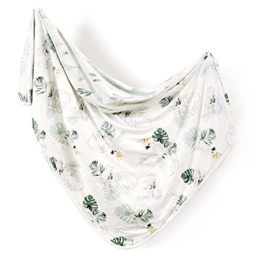 GRSSDER Baby Blankets Super Soft Jersey Knit Swaddle Blanket for Baby Girls and Boys, Double Layer Receiving Blankets 34 x 44 Inches Extra Large for Baby Show Gift, Watercolor Animals, Mint Green