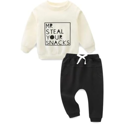 Toddler Baby Boy Clothes Long Sleeve Crewneck Sweatshirt with Pants Spring Fall Winter Outfits