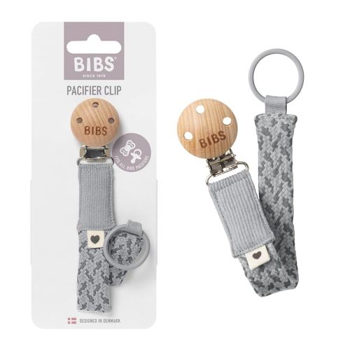 BIBS Paci Braid Dummy Chain Organic Cotton Danish Design, One Size (0-36 Months), Cloud/Iron