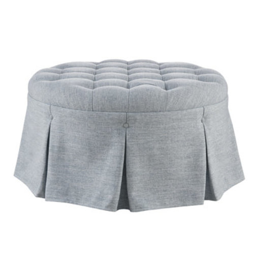 Martha Stewart Terri Button Tufted 32" Round Ottoman with Skirt & Reviews | Wayfair