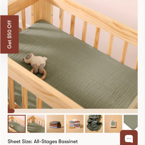 All-Stages Bassinet Sheet in GOTS Certified Organic Muslin Cotton