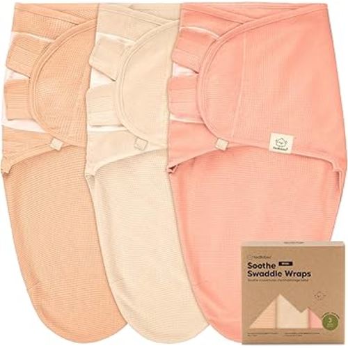 3-Pack Organic Swaddles for Newborns, Baby Sleep Sacks 0-3 Months - Baby Swaddle Wrap, Newborn Wearable Blanket, Infant Sleep Sack for Girls, Boys, Soft & Snug, Large Hook & Loop Closure (Salmon)