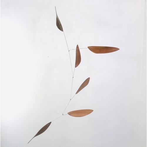 6 Element Black Walnut and Cherry with Bronze Wire Hanging Mobile, Small, Medium, Large, X Large, and XX Large
