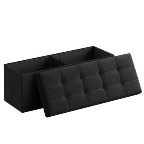 SONGMICS 43" Storage Ottoman Bench Hold up to 660lb Ottoman with Storage Footstool Bedroom Bench with Storage Black