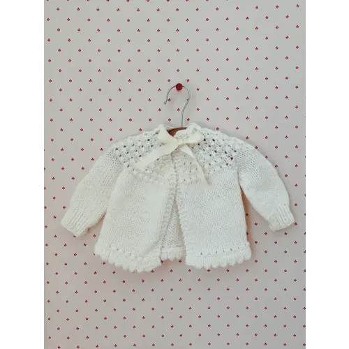 Ivory Hand-Knit Ribbon Cardigan & Bonnet — slow motion co.
