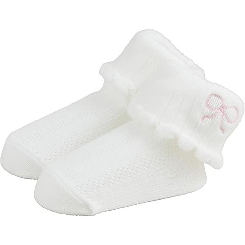 Mud Pie Children's Bow Pointelle Foldover Socks; 0-12M