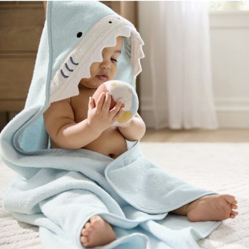 Super Soft Shark Baby Hooded Towel & Washcloth Set