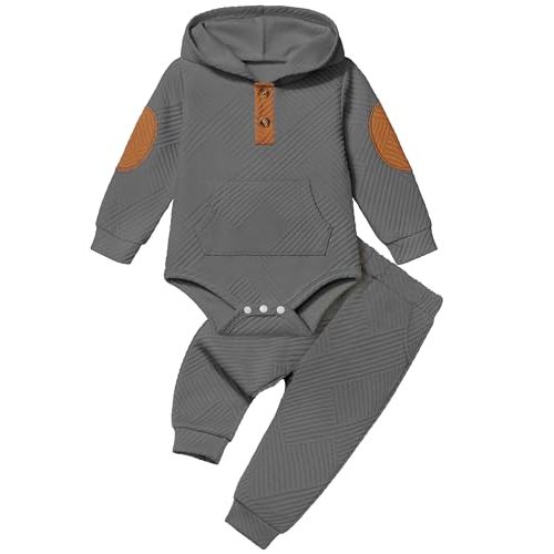 Fommy Baby Boy Clothes Colorblocked Long Sleeve Hoodie + Long Pants 2PCS Fall Winter Outfits Set
