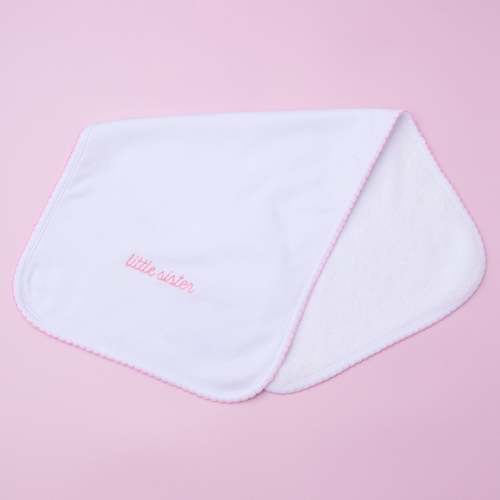 Little Sister Embroidered Burp Cloth