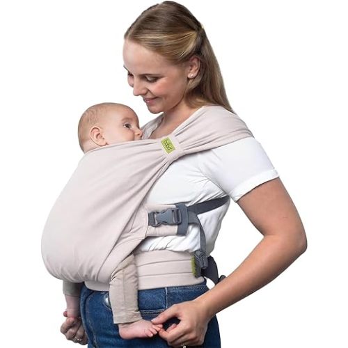 Boba Bliss Pre-Wrapped Baby Carrier with Buckle - Newborn to 7-35 lbs Light, Breathable & Easy to Adjust Hybrid Infant Sling & Toddler Carrier - Certified Hip-Healthy for 0-18 Months - Gray