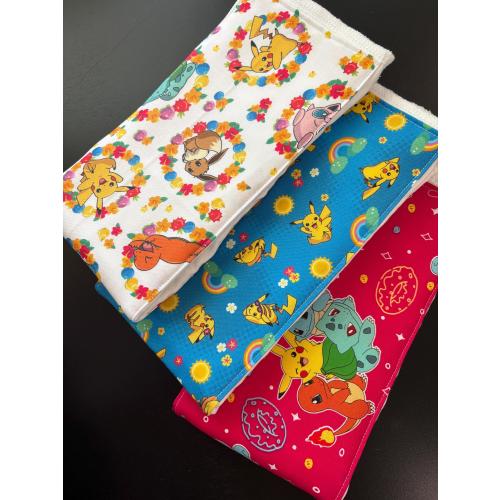 Burp cloths, girl, Pokémon, eevee, bulbasaur, pikachu, squirtle, baby shower