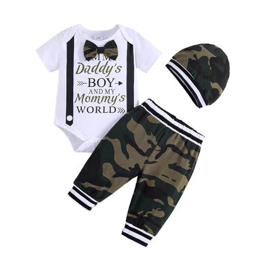 Baby Boy Clothes Infant Newborn Outfits Long Sleeve Letter Print Romper + Hat + Pants Set