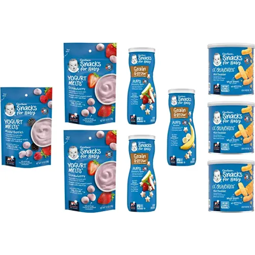 Gerber Snacks for Baby Variety Pack, Yogurt Melts, Puffs and Lil Crunchies (Set of 9)