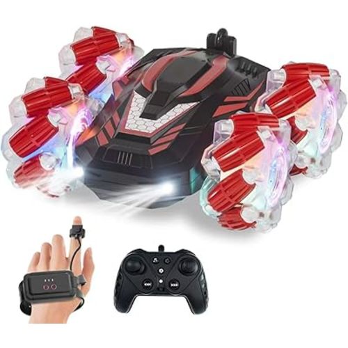 New Gesture Sensing RC Stunt Car with Lights Music, Hand Gesture Remote Control Truck 360° Spins Gifts Toys for 6-12 Years Old Boys
