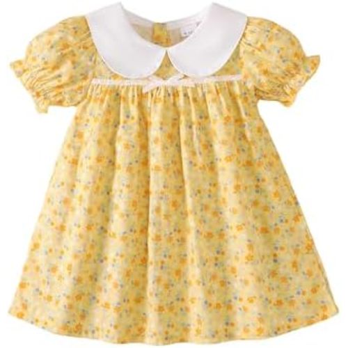 Kucnuzki Baby Girl Clothes Cute Spring Summer Sun Dresses Toddler Casual Puff Sleeve Floral Dress Girls Summer Outfits