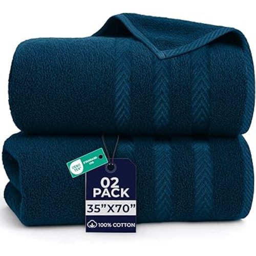 DAN RIVER 2 Pack Luxury Bath Sheets 35x70, 600 GSM, Soft & Quick Dry 100% Ring Spun Cotton Towels Ideal for Hotels, Spas, Gyms & Salons Extra Large, Opal Blue