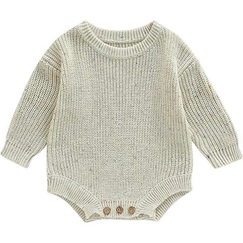 FYBITBO Baby Girl Boy Sweater Knit Oversized Pullover Sweatshirt Romper Onesie Warm Fall Winter Clothes Outfit Newborn
