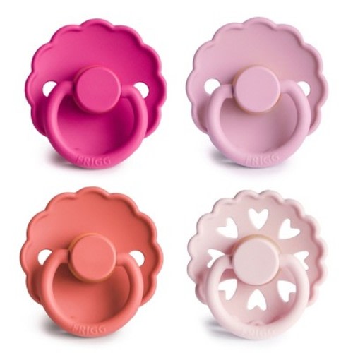 FRIGG Natural Rubber Pacifier 4-Pack Rosy Romance 0-6 months