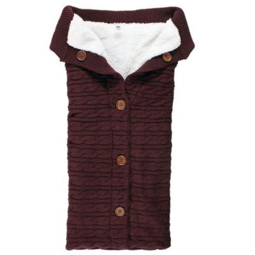 Hudson Baby Infant Girls Faux Shearling Knitted Baby Lounge Stroller Wrap Sack, Burgundy, One Size